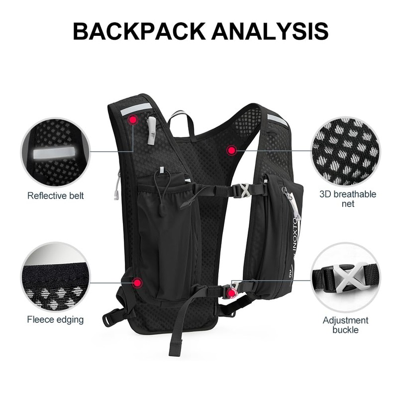 INOXTO Running Backpack, 5-liter lightweight hydration bag for outdoor hiking