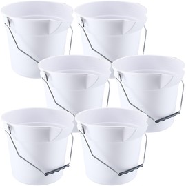 Didaey 6 Pcs 2.5 Gallon Bucket for Cleaning Plastic Heavy Duty Clean Bucket with Handle and Spout Industrial Storage Container (White)
