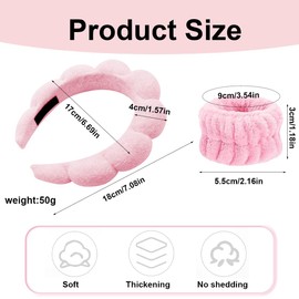 Spa Headband Women's Make Up Hair Band Washing Face Wristband Set Make-up Hair Band Sponge Headband for Spa Make-Up Face Washing Showers Sports Skin Care