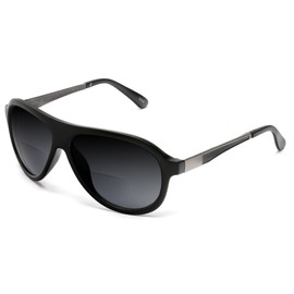 SAMBA SHADES Bifocal Sun Readers Pilot Military Cool Factor Sunshade Sunglasses Matte Black 4.00 Power (Small Frame)