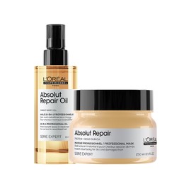 L'Oréal Professionnel Paris Kit Absolut Repair | Aceite 90ml + Mascarilla 250ml | Repara y Reestructura | 10 Beneficios en 1 para Cabello Grueso y Dañado | Con Tecnología Gold Quinoa + Proteína