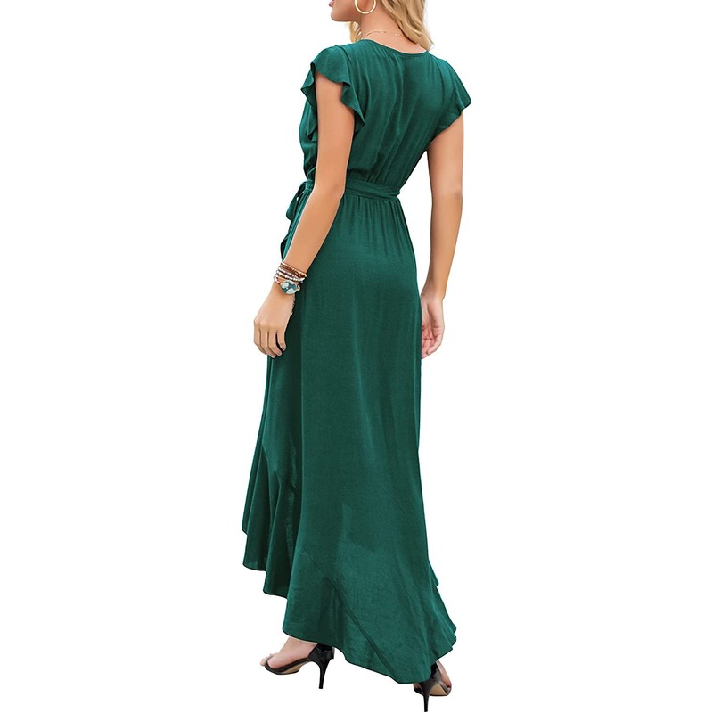 GRECERELLE Women's Floral Print Cross V Neck Summer Dress Boho