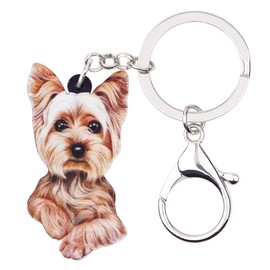 WEVENI Acrylic Yorkshire Terrier Dog Key Chains Women Girl Handbag Charms Jewelry Keychain (Multicoloured)