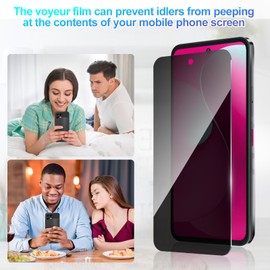Lolyoo 2 Pack Privacy Screen Protector for T-mobile Revvl 8 Pro [Anti-Spy Tempered Glass], Ultra HD, Anti-Scratch, Bubble-Free, Easy Install 9H Protective Glass for T-mobile Revvl 8 Pro