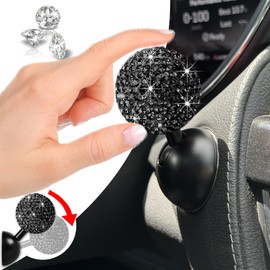 Bling Car Push Start Button Cover, Diamond Joystick Car Starter Button Cover Cute Car Accessories for Women Interior Car Push to Start Accessories Engine Start Button Cover Car Decor for Girls, Black