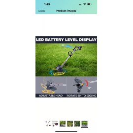 Patiox Electric Weed Trimmer Rechargeable With One 2.5 Ah Battery