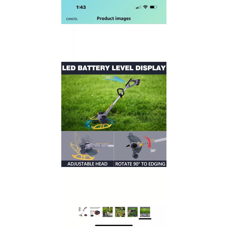 Patiox Electric Weed Trimmer Rechargeable With One 2.5 Ah Battery