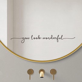 You Look Wonderful Mirror Decal Vinyl Decal, Bathroom Wall Decals, Mirror Sticker for Girls, Bathroom Decor, Inspirational Quotes Mirror Decal, Positive Affirmation Decal for Girls Room (Black)
