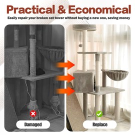 OSPNIEEK 4 Pack 15.7" M8 Cat Scratching Post Replacement, Natural Sisal Rope Kitten Tree Scratcher Refill with Screws, DIY Hemp Scratch Pole Parts for Indoor Cats Tower Refurbishment Accessories