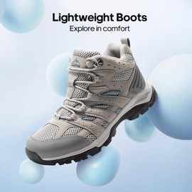 NORTIV 8 Womens Waterproof Hiking Boots Outdoor Trekking Mid Backpacking Mountaineering lightweight boots,Size 6,Light Grey,NWUWHB2501