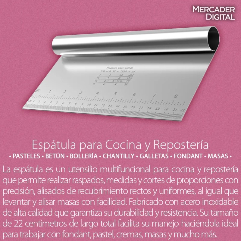 Espátula Raspador Alisador Repostería Cortador Masa 22cm