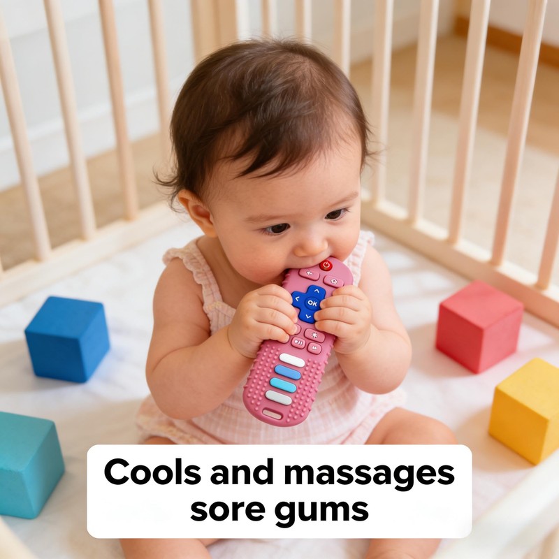 Baby Teether Toy,TV Remote Control Shape Teething Relief Chew Toy