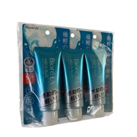 kao biore uv 3 Pack aqua rich watery Sunscreen 70gm SPF50+/PA++++