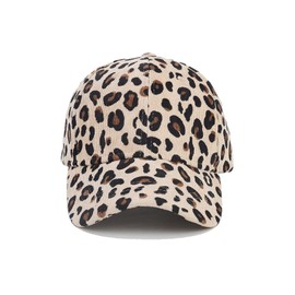 Nanwansu Adjustable Baseball Cap Leopard Print Hat Cotton Sunhat Headwear Outdoor Shade Sports Cap Beige