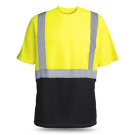 RUGGED BLUE Moisture Wicking High Vis Shirt, ANSI Class 2 Rated High Visibility Work Shirt with Stitched Reflective Tape, Yellow, XL