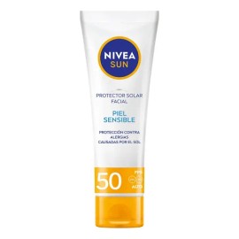Protector Solar Facial Piel Sensible NIVEA SUN, Protección Contra Las Alergias Causadas Por El Sol, Fps50+ 50Ml, Bloqueador Solar