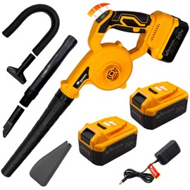 Leaf Blower Cordless for Lawn Care Brushless Hand Blowers with Charger 6 Nozzles 3 Speed Inflation & Deflation Extended Tube 3000 mAh-19000RPM 106CFM Lightweight Battery Powered Electric Leaf Vacuum