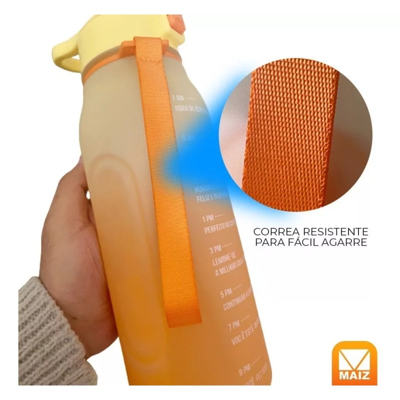 Maíz Botella Cilindro Agua Deportiva Motivacional Multicolor 1.3l