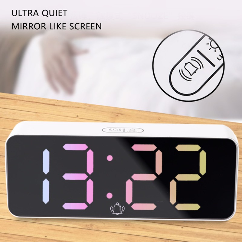 LED Clock Dual Mode Auto Dimming Temperature Display Snooze Function