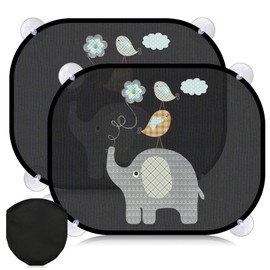 ACELIFE Car Sun Shade Baby with UV Protection 45 x 35.5 cm Sun Visor Children with 8 Suction Cups, Car Sun Protection GSM110 Nylon, Car Window Sun Protection for Children with Cute Animal Motifs Set