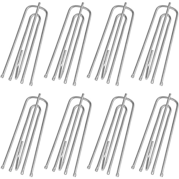 mzoLife 45 Pack Curtain Pleater Hooks, Stainless Steel Drapery Hook and Pin 4 Prongs Pinch Pleat Hook Clips, 4 End Curtain Hangers for Window Door Bathroom Curtain (4 Prongs)