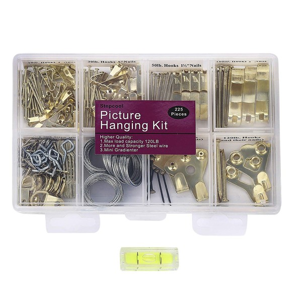Picture Hangers, Picture Hanging Kit, 225pcs Heavy Duty Frame Hooks