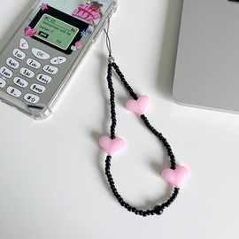 Black Pink Phone Charm, Kpop Beaded Phone Strap, Blink must-have, gift for her, party favor - Color: Black Pink
