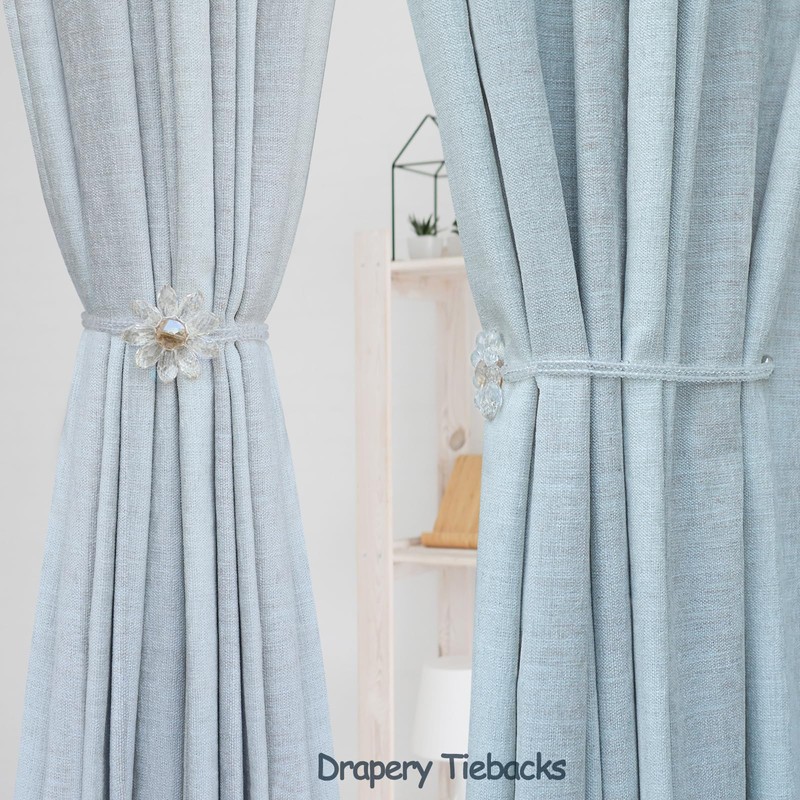 PEDOBO Crystal Flower Curtain Tiebacks, 2 Pack Crystal Beaded Sheer/Drapery