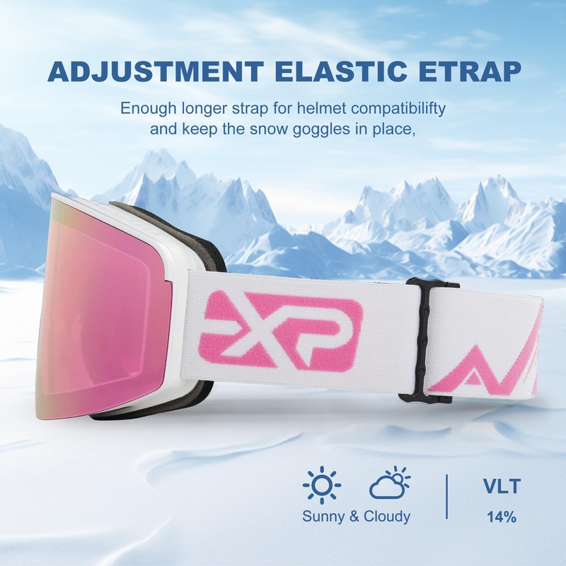 EXP VISION Ski/Snowboard Goggles, Magnetic Lens Snow Goggles with Anti-Fog