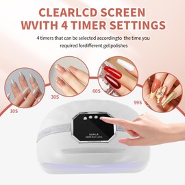 UV LED Nail Lamp for Two Hand, 268W Nail Dryer for Gel Polish, Large Space UV Light for Nails,45 LED Beads and Professional Manicure Nail Lamp with Automatic Sensor (White)