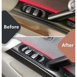 Cnaurda Carbon Fiber Style Window Panel Switch Covers Car Side Window Door Lock Switch Cover Panel Trim Compatible with 2022-2023 Genesis GV60