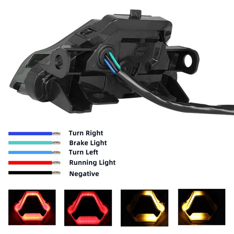 Motorcycle Brake Light Tail Lamp with LED Turn Signals Replacement