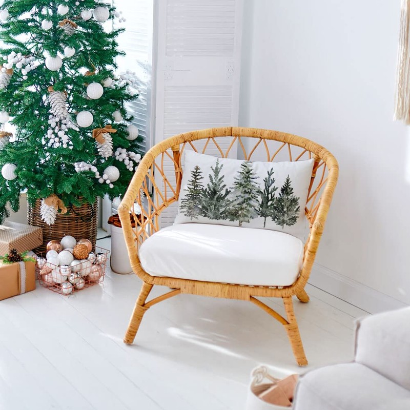 Ogiselestyle Christmas Winter Trees Lumbar Throw Pillow Cover, 12 x