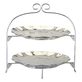 Certified International Silver Coast 2 Tier Rack with 11" Plates, 13.25" x 13.25" x 11"