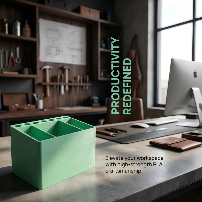 Adoric 3D Printed PLA Desk Organizer, Multifunctional Pen Holder with