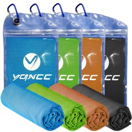 YQXCC 4 Pack Cooling Towel (47"x12") Ice Towel for Neck, Microfiber Cool Towel, Soft Breathable Chilly Towel for Yoga, Sports, Golf, Gym, Camping, Running, Fitness, Workout & More Activities