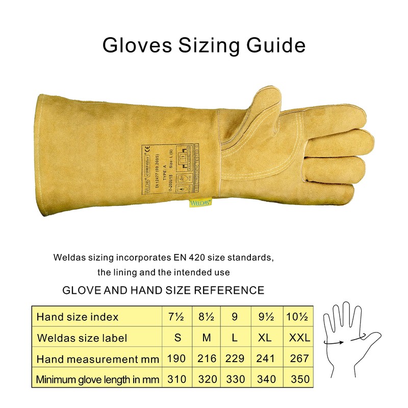 [COMFOFLEX] Weldas Premium Long Gauntlet General Purpose Welding Gloves, 10-2000L-18,