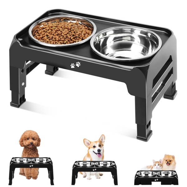 Elevated Dog Bowls for Small Medium Dogs 3 Height Adjustable