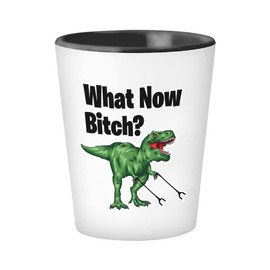 Funny Jokes - Vaso de chupito de dinosaurio de 1.5 onzas, con diseño de sarcasmo Dino T-Rex para amigos, hermano, hermana, compañero de trabajo, oficina, color blanco