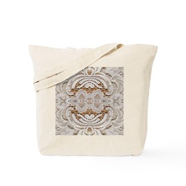 CafePress Girly Hipster Vintage White Lace Tote Bag Reusable Natural Beige Canvas Shopping Bag