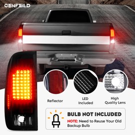 LED Tail Light Fit for 1997-2003 Ford F150 and 2004 F150 Heritage, for 1999-2007 F-250 F-350 Super Duty, Rear Brake Lamp Taillight Assembly Smoked Lens (Fit Fleetside Models）