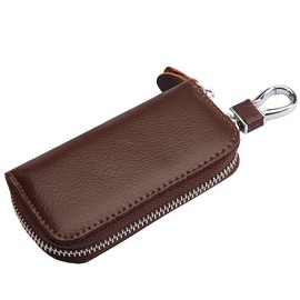Multifunctional Genuine Leather Key Wallet - Zipper Coin & Card Storage - Compact NFC Pouch Purse