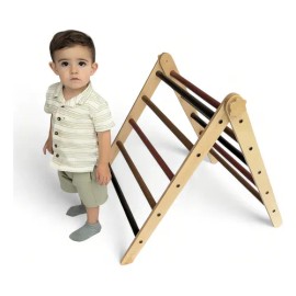 Triángulo Pikler Chico Nanu Con Rampa Montessori Madera Nogal Abedul                                                                                  