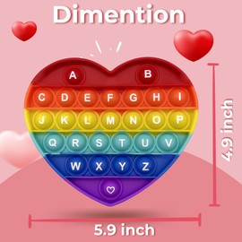PETBSNVB Rainbow Heart Shaped Pop Bubble Valentines Fidget Toy with Letters and Numbers, Xmas Gift Sensory Toy with Alphabets Kids Birthday Party Classroom Prize Stress Reliever