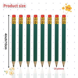 Adhere 25pcs Golf Pencils with eraser Hexagon Wooden Pencils Graphite 2B for Golf Event Scoring,Classroom,Wedding,Company Meetings,Pew, Pocket (Green)