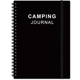 Heveboik Camping Journal and RV Travel Log Book - A5 Outdoor Camp & Adventure Journal for 25 Camping, Hiking Journal, Family Travel Books Camper Essentials Camping, 5.8" x 8.5", Black