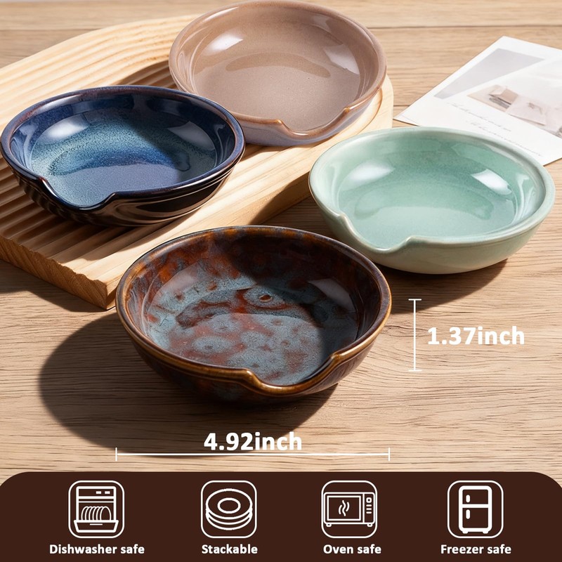 4 Pack Ceramic Spoon Rest for Stove Top, Heat-Resistant Spoon