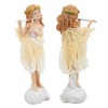 Flower Fairy Playing Flute Figurine Elegant Angel Statue Resin Desk