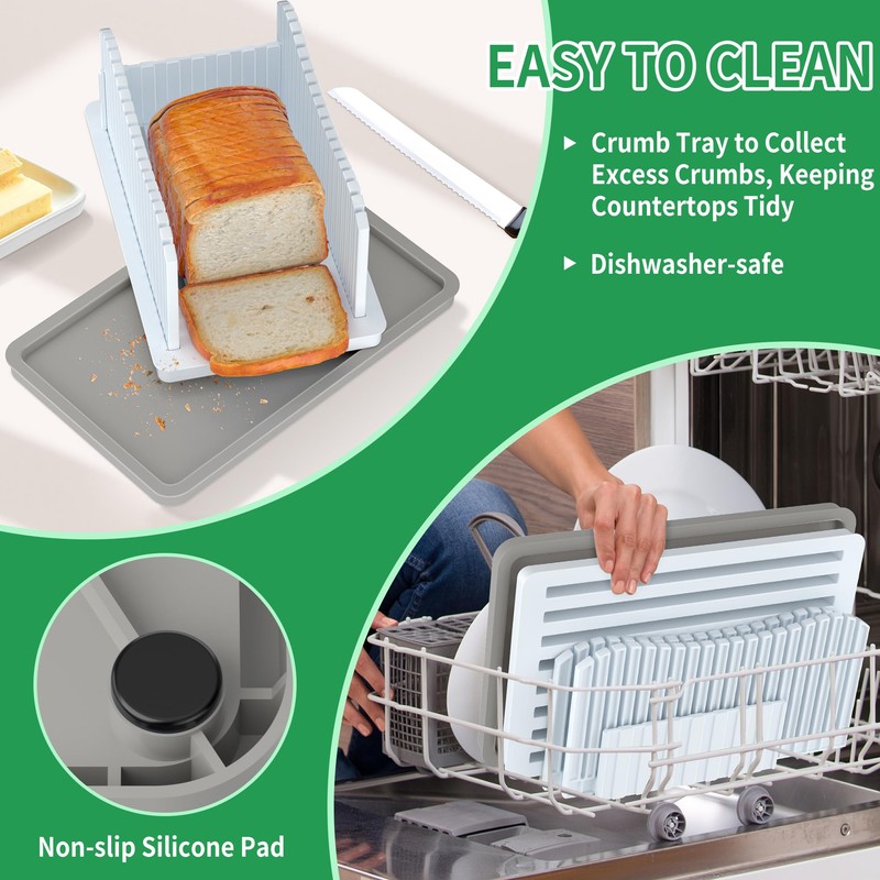 CAWIU Bread Slicer for Homemade Bread, Foldable Bread Cutter with