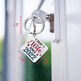 FALOGI 3rd Wedding Anniversary Keyring for Wife, Happy 3rd Anniversary Wife, Best Wife Gifts Since 2022